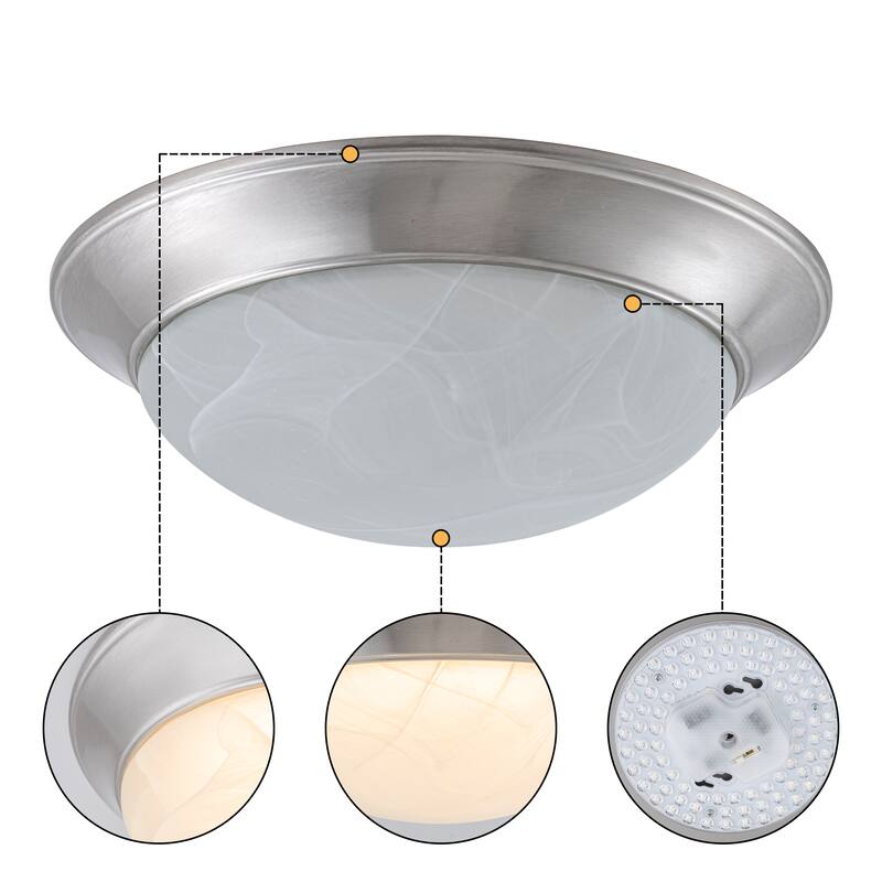 Modern Satin Nickel 3CCT Dimmable Integrated LED Flush Mount Ceiling Light