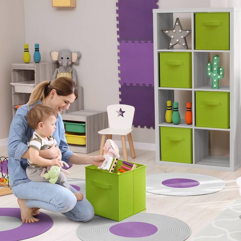 Sorbus Fabric Storage Bins 13" Foldable Cubes With Handles For Pantry, Cubbies, Toy And Closet Shelving Organization - 6Pk
