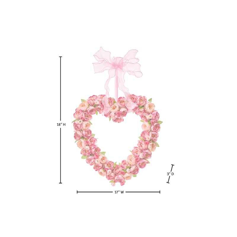 14" Garden Rose Heart Wreath