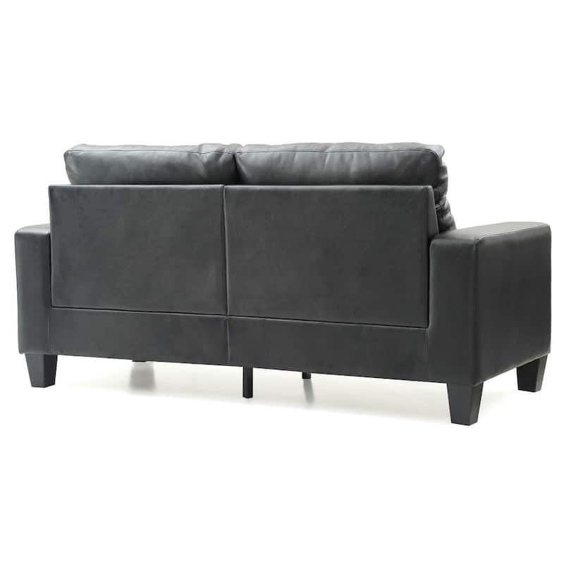 Square Arm Faux Leather Tufted Straight Sofa - 71" - Black