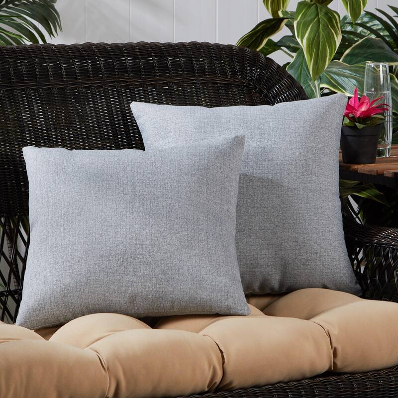 Outdoor 17-inch Square Polyester Accent Pillow (Set of 2) - Heather Gray