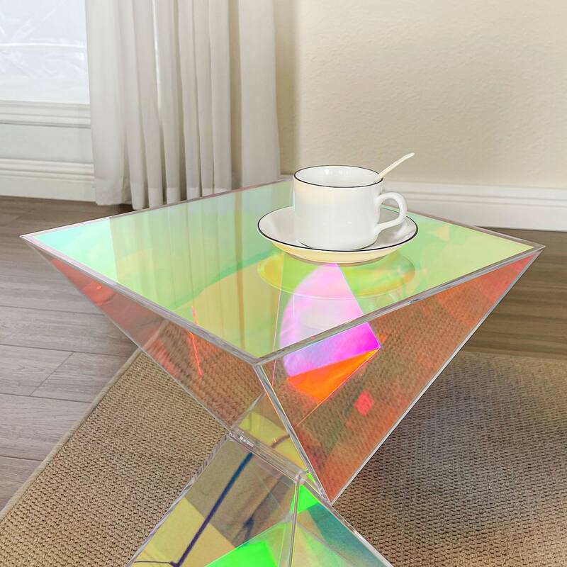 Modern Acrylic Accent End Table, Outdoor Side Tables - 18.11"H x 12.6"W x 12.6"L