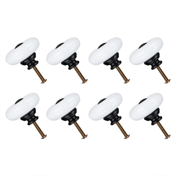 8pcs Ceramic Knobs Pull Handle Furniture Drawer Cabinet Cupboard Wardrobe Dresser Storage Boxes Accessories 32mm Dia White