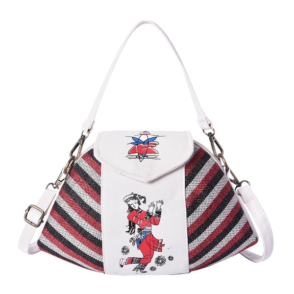 Ethnic Bag Collection White Strip Pattern Jute Tote Bag Shoulder Strap - 13x.5.50x9.45. Opens flyout.