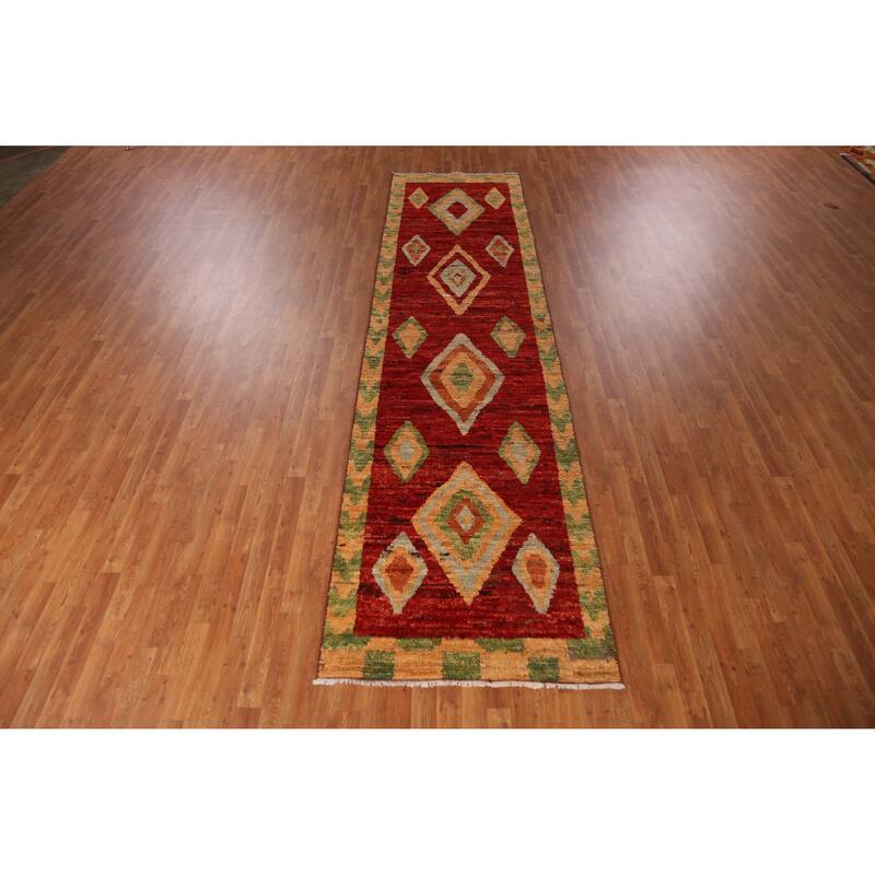Moroccan Oriental Runner Rug Handmade Hallway Wool Carpet - 3'6" x 13'5"