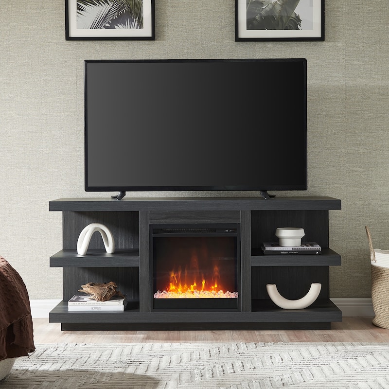 Maya Rectangular TV Stand with Crystal Fireplace for TV's up to 65"