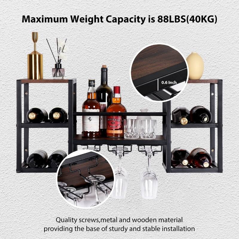 Wine Rack Wall Mounted - 34.6"D x 9.8"W x 15.7"H