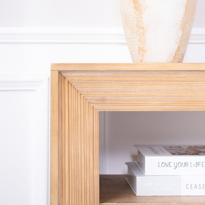 Modern Farmhouse Rustic Solid Wood Console Table with Storage Shelf