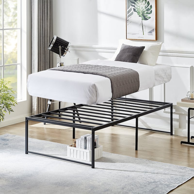 18-inch Twin Size Metal Platform Bed Frame with Steel Slat