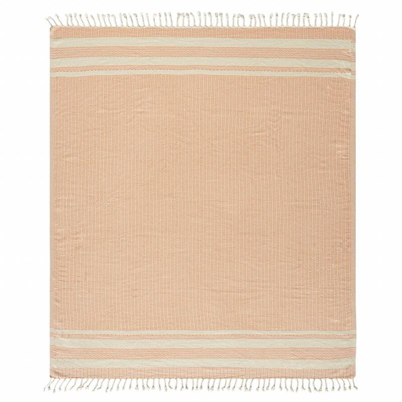 50" X 60" Orange Woven Cotton Striped Throw Blanket with Fringe