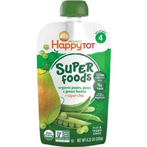 Happy Family - Happy Tot Organic Baby Food Stage 4 Green Beans Pears And Pea ( 16 - 4.22OZ)