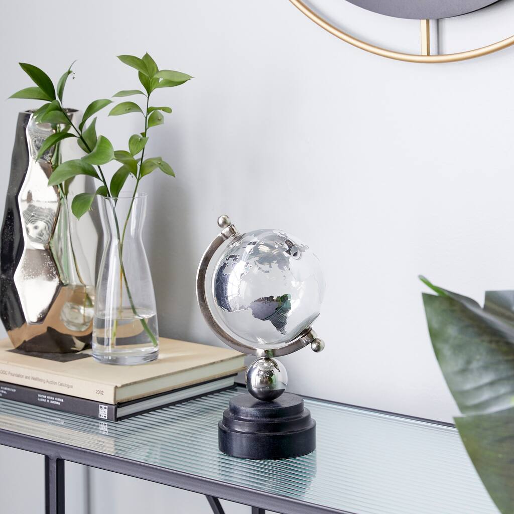 Gold Marble Globe with Marble Base and White Base - 5 x 5 x 11