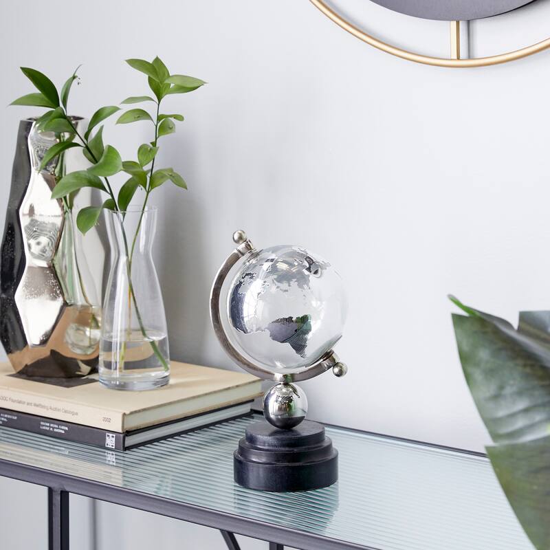 Gold Marble Globe with Marble Base and White Base - 5 x 5 x 11