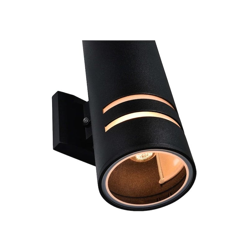 2-Light Industrial Vintage Black Linear Cylinder Wall Lights Waterproof IP54 Lantern Outdoor Wall Sconces