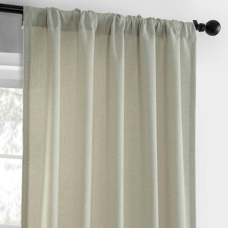 Exclusive Fabrics Basic Faux Linen Curtain Pair - 2 Panels - Light Filtering Window Curtains