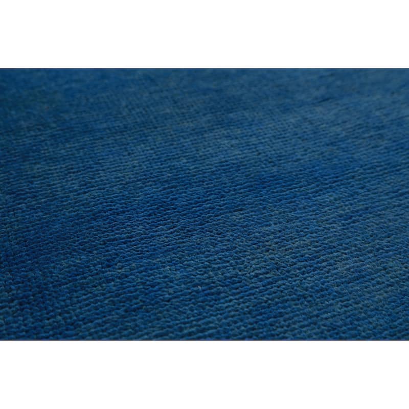 Hand Knotted Oriental 100% Wool Carpet Modern Solid Navy Blue & Blues Gabbeh Area Rug - 13' 10'' X 10' 2''