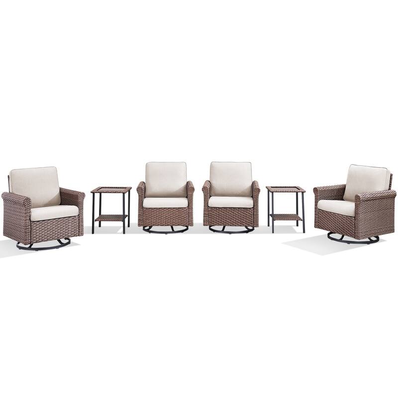 Pocassy Outdoor Sofa Swivel Chairs Patio Chair Funiture Set
