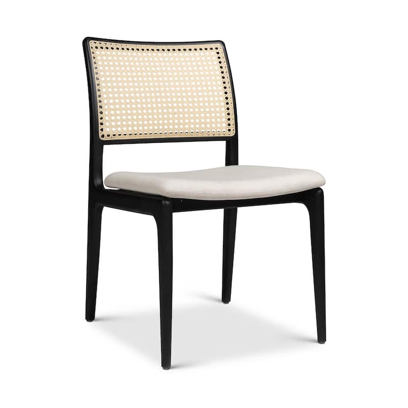 Modern Brazilian - Charlotte - Cane Side Chair - Medley Ivory Seat - Ebano Frame - Natural Cane Webbing