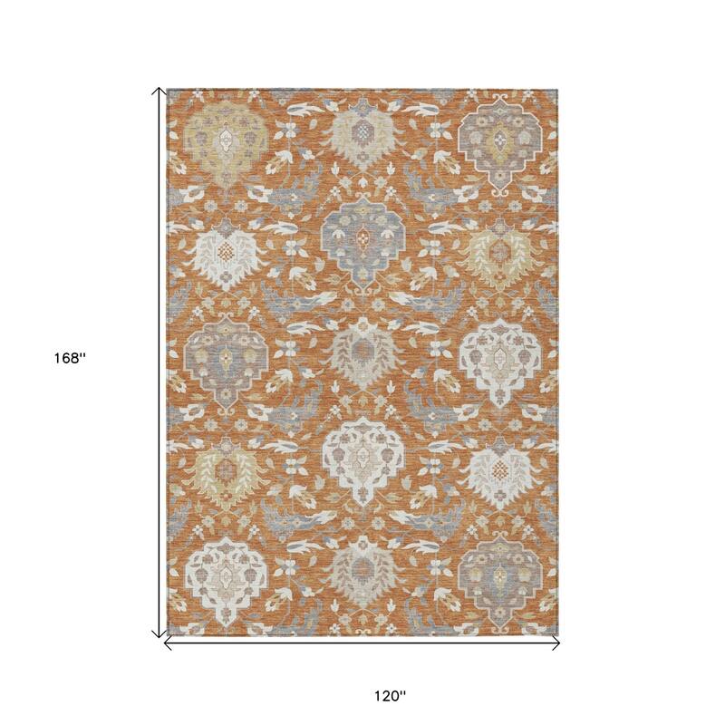 HomeRoots Damask Traditional Rectangle Outdoor Rug