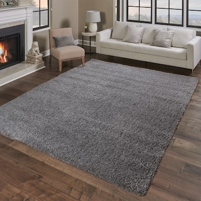 Gertmenian Anjou Solid Grey Thick Plush Shag Area Rug