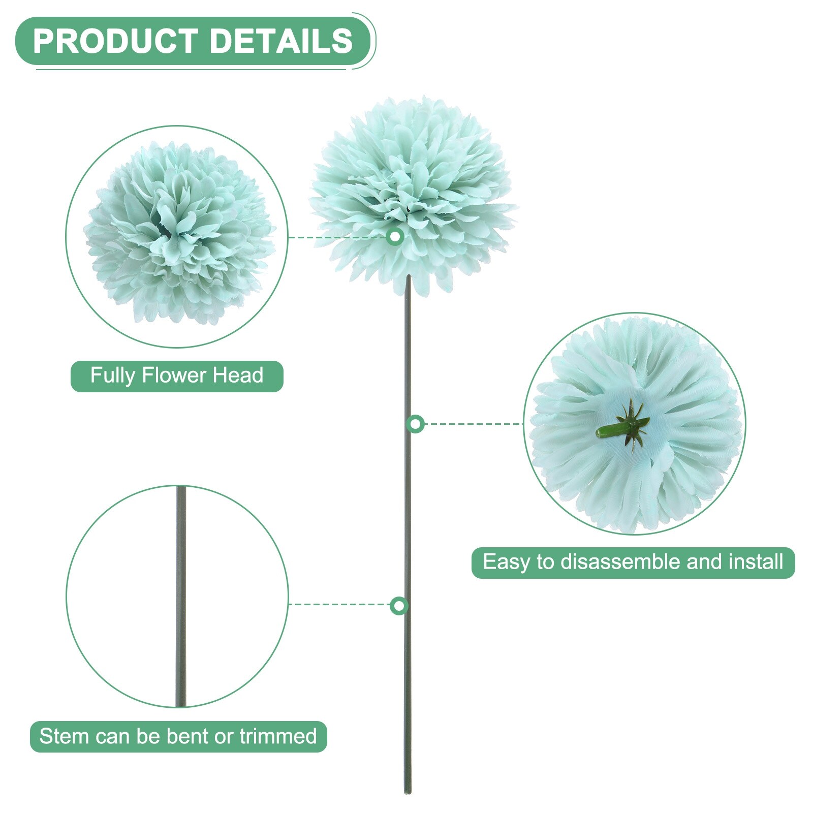 Artificial Chrysanthemum Ball Flowers for Home Decor - 30cm