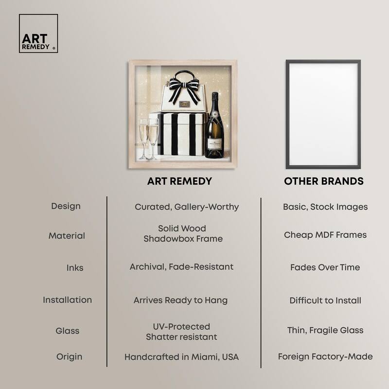 Black and White Striped Glam Shadowbox by Art Remedy