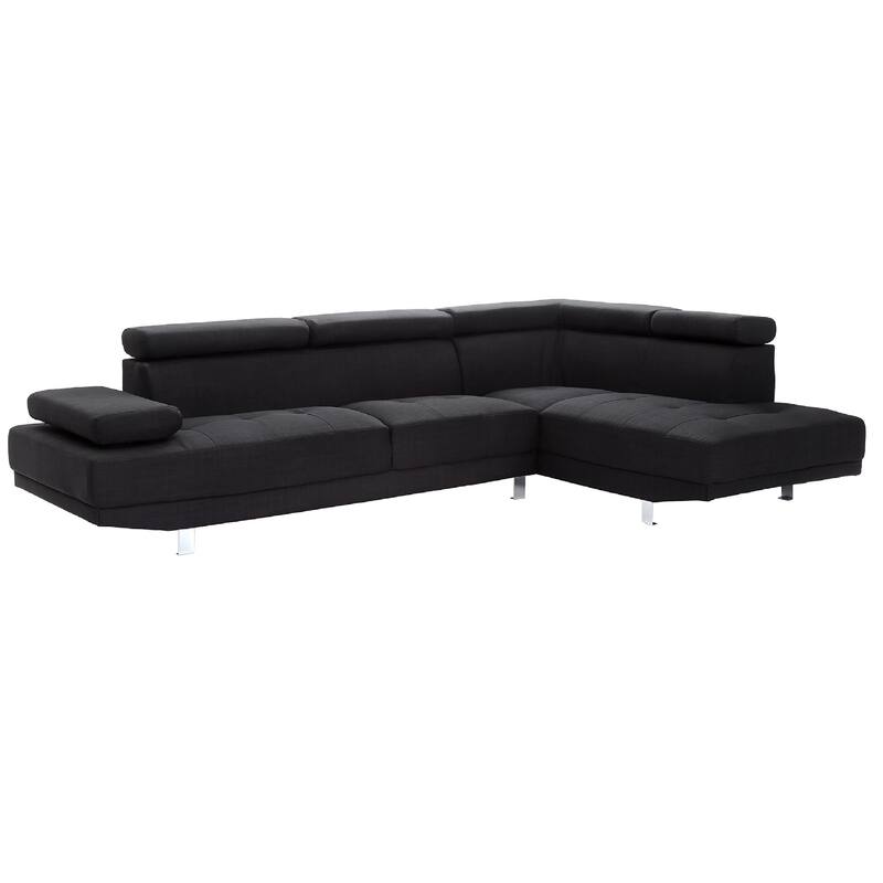 Adjustable Twill L Shape Sectional Sofa - 109" - Black