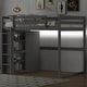 preview thumbnail 2 of 9, Wood Full Loft Kids Bed Frame with Built-in Wardrobe, 4 Storage Shelves & LED Light - Safety Guardrails for Bedroom, Grey