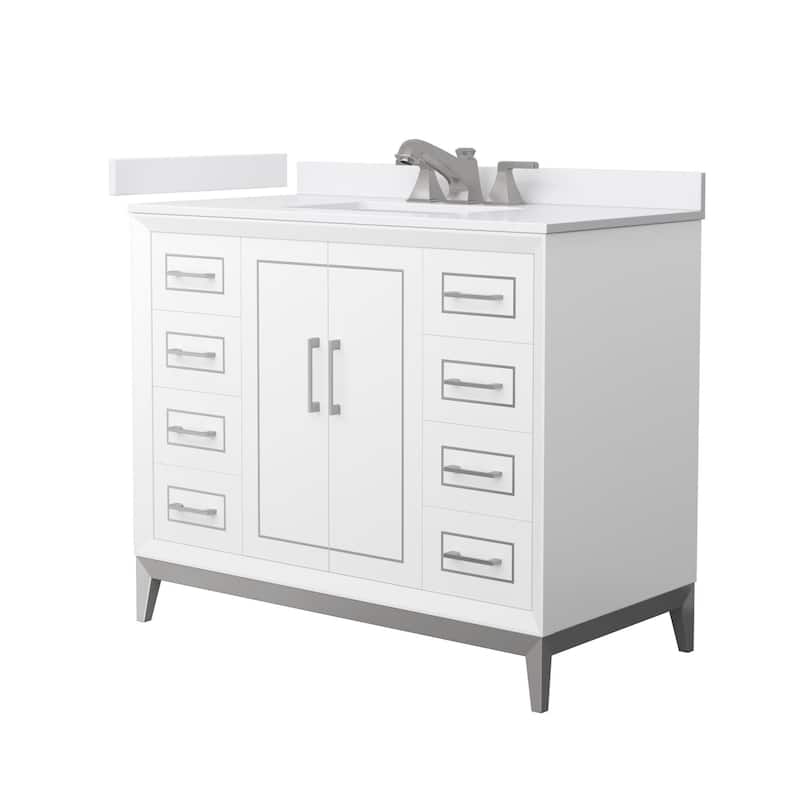Wyndham Collection WCH5151-42S-VCA-US3MXX Marlena 42" Free Standing - White / White Cultured Marble Top / Brushed Nickel