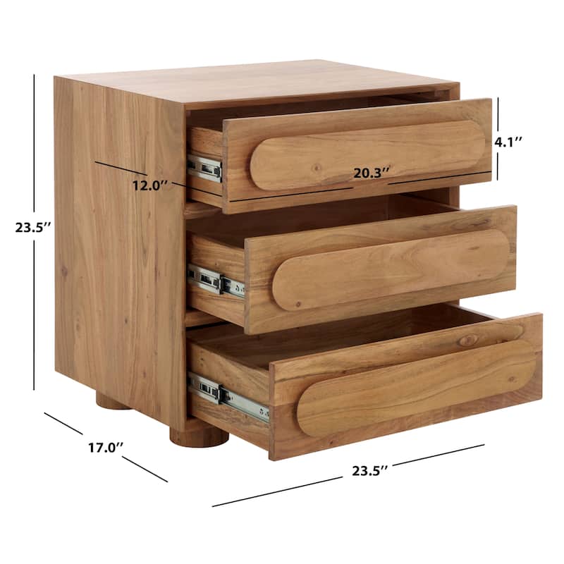 SAFAVIEH Couture Lesliette 3 Drawer Wood Nightstand