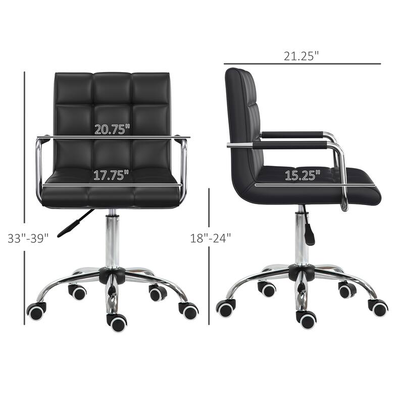 Ergonomic Home Office Chair with Faux Leather Upholstery, Adjustable Height, 360° Swivel, and Back Support