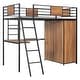 preview thumbnail 5 of 17, Black Twin Size Metal Wood Loft Bed with L-shaped Desk and Wardrobe