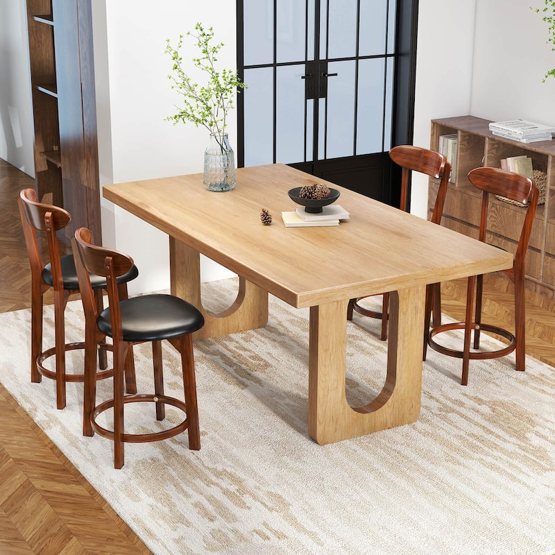 Costway 23.5" Bar Stool Set of 2/4 with Curved Backrest & Footrest - See Details
