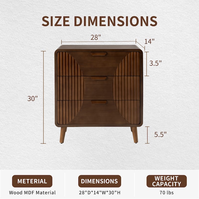 COSIEST Modern Brown End Table with Drawers