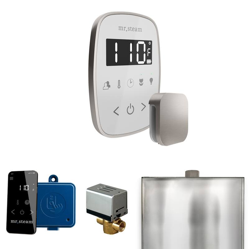 Mr Steam BF Butler Flex Package Steam Shower Control Package with - White / Brushed Nickel