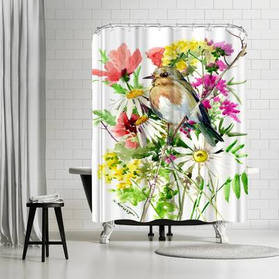 Americanflat 71" x 74" Shower Curtain, Robin In Summer by Suren Nersisyan