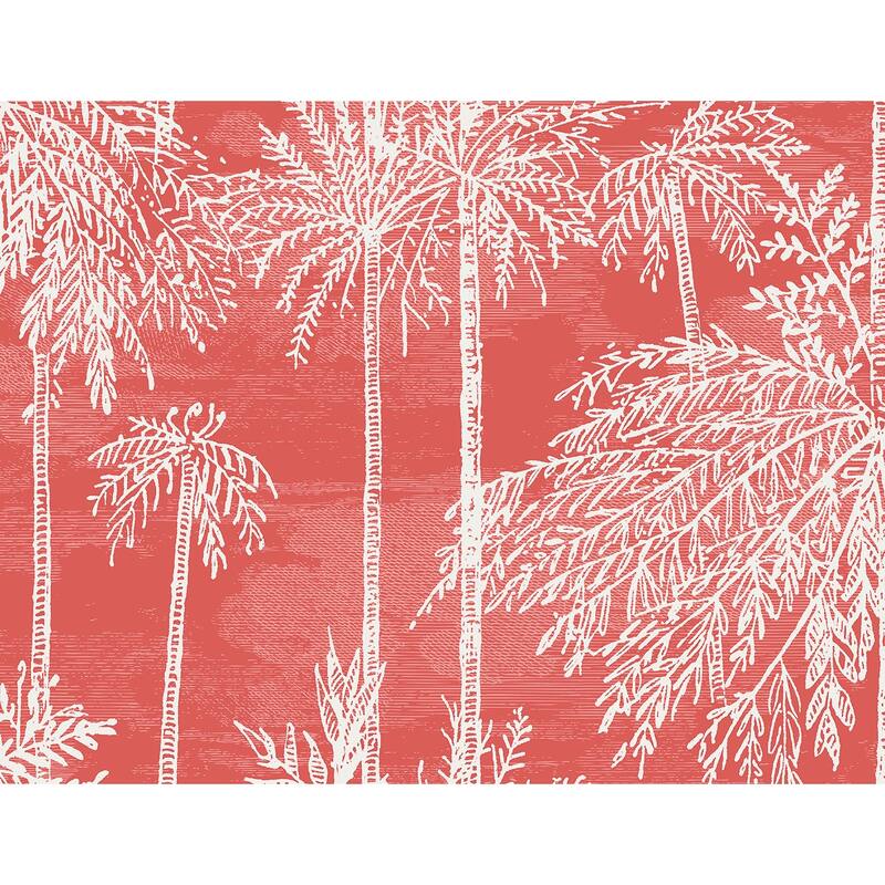 Lillian August Palm Grove Embossed Vinyl Unpasted Wallpaper - 27 in. W x 27 ft. L - Coral