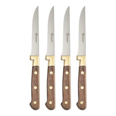 AU NAIN Steak Knives with Rose Wood Handles, Set of 4 - 7.5 x .5 x .5 - 7.5 x .5 x .5
