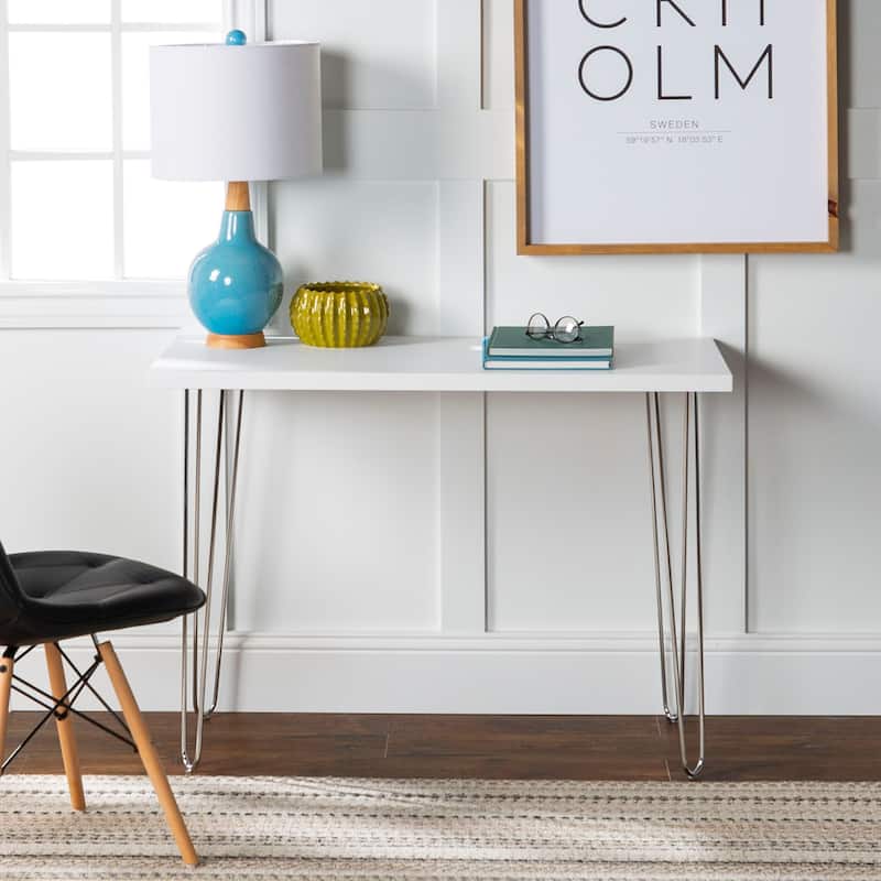 Middlebrook Skara White 42-inch Hairpin Writing Desk - White