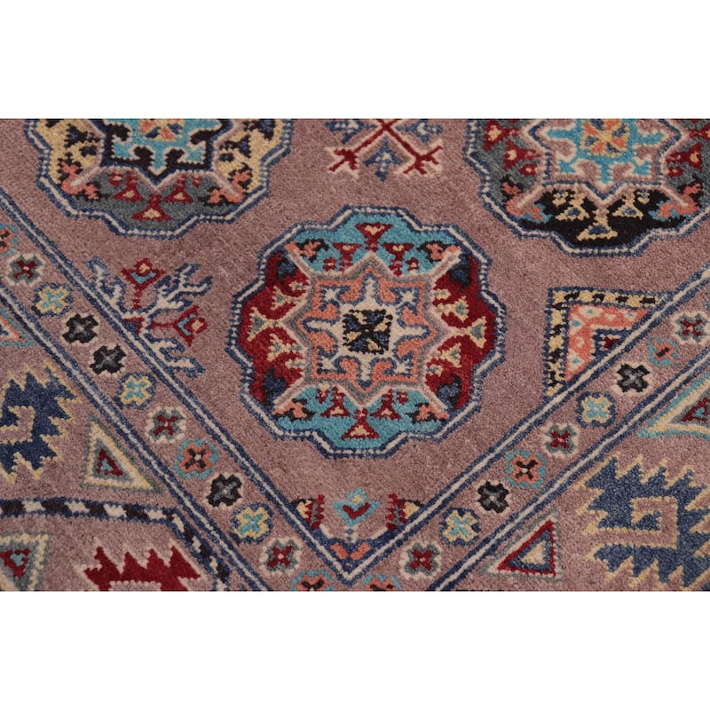 Bohemian Kazak Carl Light Purple/Light Purple Wool Rug - 3'4'' x 5'0''