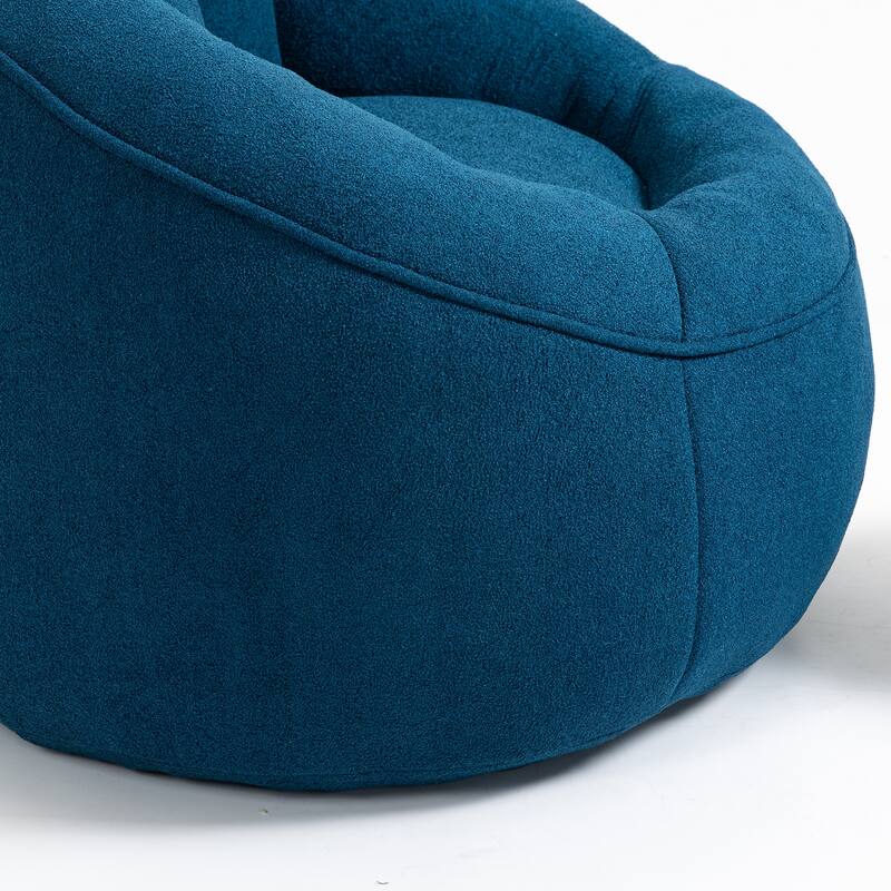 Blue Modern 40" Microfiber Upholstered Accent Chair with Ottoman and Padded Foam Padding Compressed for Living Room