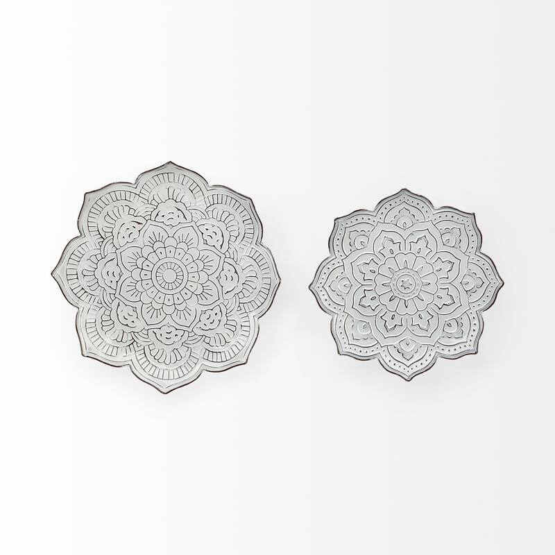 Miranda Stamped Metal Lotus Flower Wall Decor (Set of 2) - Small