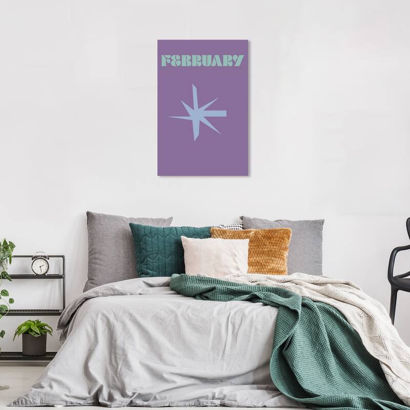 Wynwood Studio Canvas Typography and Quotes February Simple Nature Purple Modern & Contemporary Wall Art Canvas Print