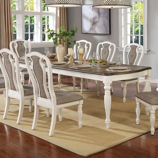 Furniture of America Fant Washed White 108-inch Expandable Dining Table ...