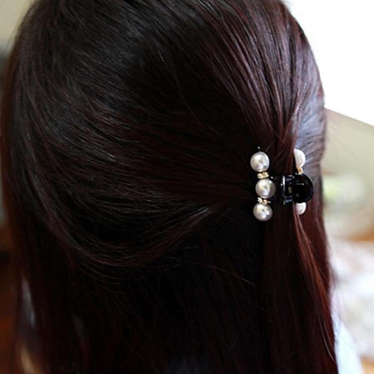 Details about / Women Pearl Rhinestone Hair Claws Geometric Hair Clips Crab Hairpin Barrettes