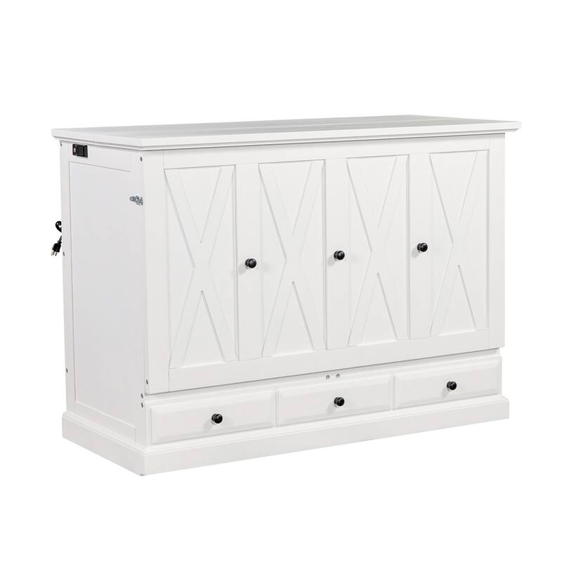 Wood Murphy Bed Chest Cube Cabinet Bed