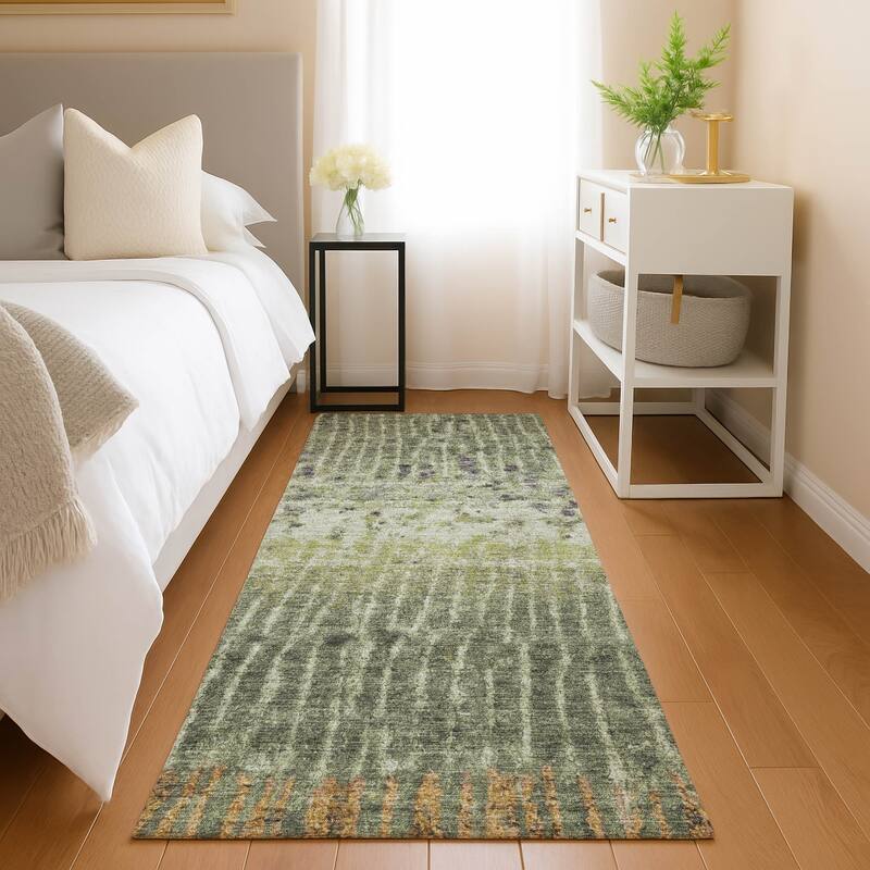 Machine Washable Indoor/ Outdoor Boho Modern Chantille Rug