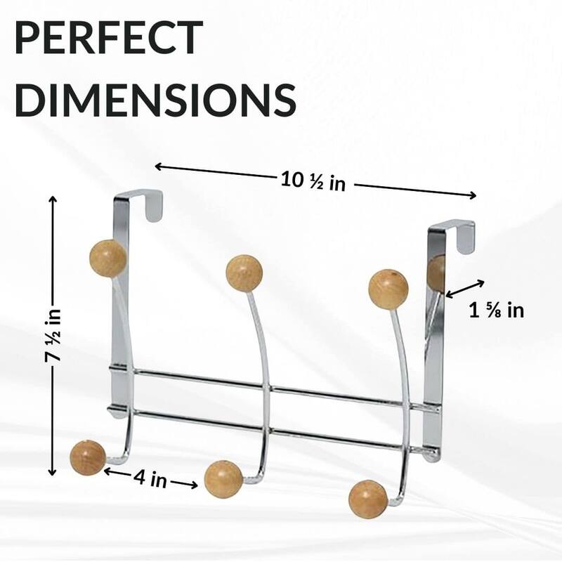 Over The Door Hook Rack with 6 Ball Ends - 10.5 L x 4 D x 7.5 H