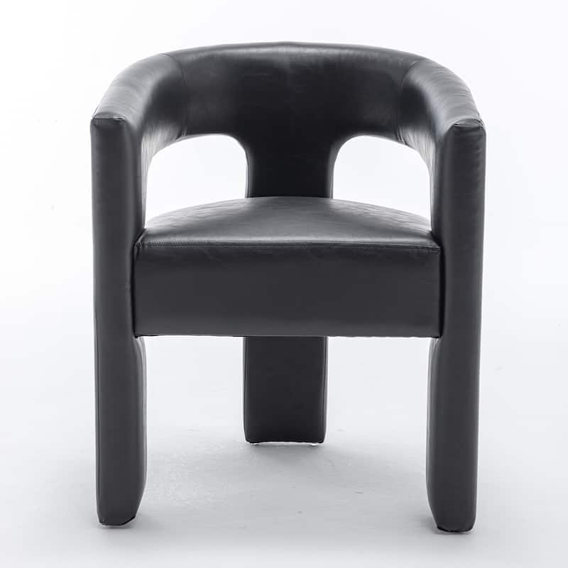 SEYNAR Modern Glam PU Leather Upholstered Dining Chair, Open-Back Accent Chair Set of 2