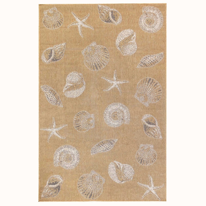 Liora Manne Carmel Shells Casual Indoor/ Outdoor Flat Area Rug - 7'10" X 9'10" - Natural
